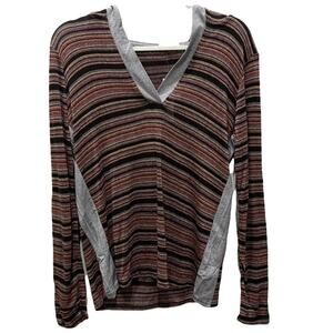 Women’s LA Made hoodie soft light weight V neck patch sleeves size M